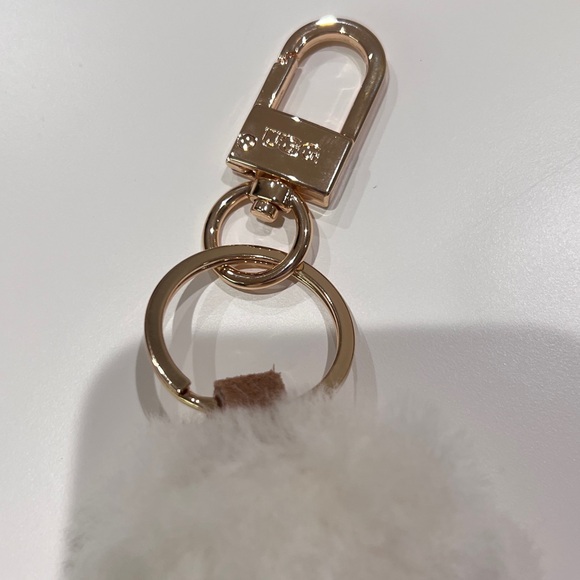 UGG brown suede mitten and white fluffy trim keychain - Picture 2 of 3